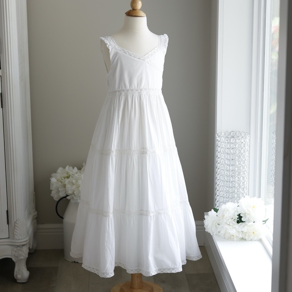 Strasburg White Dress Girls Boho Wedding Beach Portrait Sundress BEAUTIFUL!!